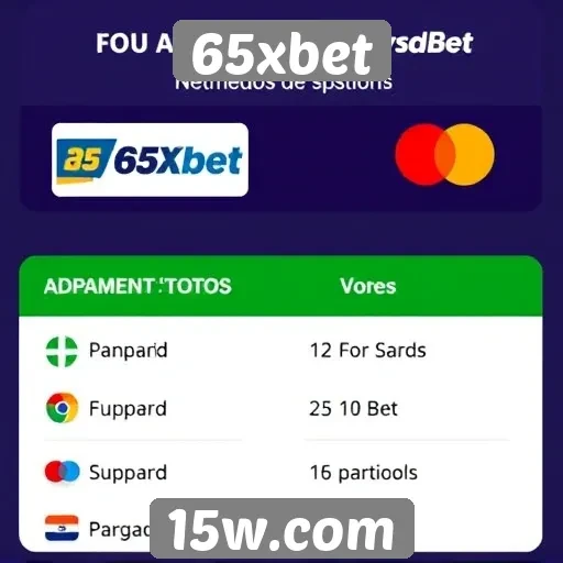 Métodos de pagamento aceitos no 65xbet